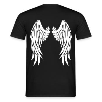 Ailes d’ange blanches sur le dos - T-shirt homme - noir - Dos - AI Model Male 178 light (178cm)