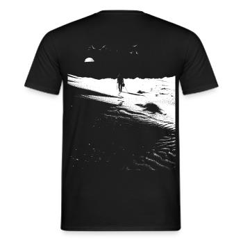 Chemin à travers le désert avec des empreintes de pas - Art monochrome - T-shirt homme - noir - Dos - AI Model Male 178 light (178cm)