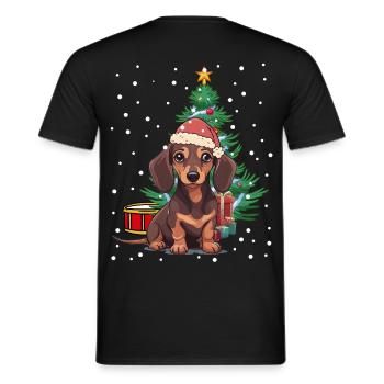 Christmas presents dog dachshund Xmas Nikolaus - Men's T-Shirt - black - Back - AI Model Male 178 light (178cm)