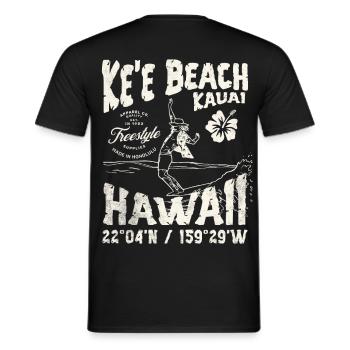 Hawaii Beach Surfing Fishing T-Shirt - Men's T-Shirt - black - Back - AI Model Male 178 light (178cm)