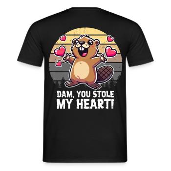 Damm, du hast mein Herz gestohlen – Lustiger Biber - Männer T-Shirt - Schwarz - Hinten - AI Model Male 178 light (178cm)