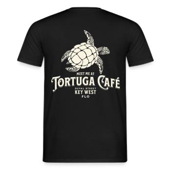 Tortuga Café Key West Style Illustration - T-shirt homme - noir - Dos - AI Model Male 178 light (178cm)