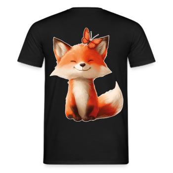 Fox with Butterfly - Men's T-Shirt - black - Back - AI Model Male 178 light (178cm)