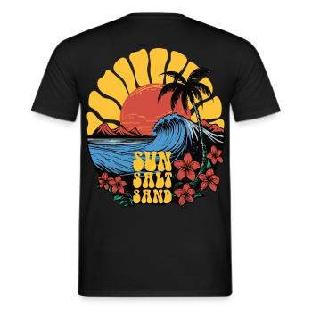 Sun, Salt, Sand! Beach Shirt! - Men's T-Shirt - black - Back - AI Model Male 178 light (178cm)
