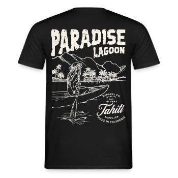 Paradise Lagoon Illustration - Men's T-Shirt - black - Back - AI Model Male 178 light (178cm)