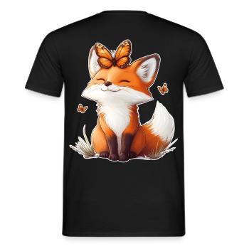 Fox and Butterfly - Men's T-Shirt - black - Back - AI Model Male 178 light (178cm)