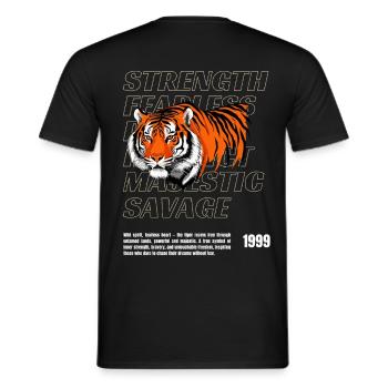 Tiger Power Vintage Design Wild and Strong - Men's T-Shirt - black - Back - AI Model Male 178 light (178cm)