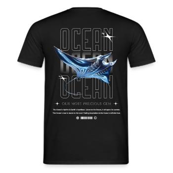Ocean Manta Precious Treasure - Men's T-Shirt - black - Back - AI Model Male 178 light (178cm)