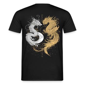 Drachenschwäne im Yin und Yang Stil - Männer T-Shirt - Schwarz - Hinten - AI Model Male 178 light (178cm)