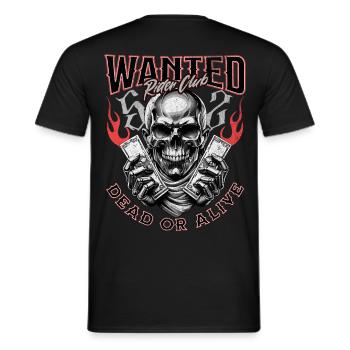 Wanted Biker Skull Dead or Alive Motorcycle Chopper - Men's T-Shirt - black - Back - AI Model Male 178 light (178cm)