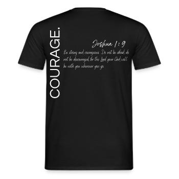 Courage - Joshua 1:9 Christian Design - Men's T-Shirt - black - Back - AI Model Male 178 light (178cm)
