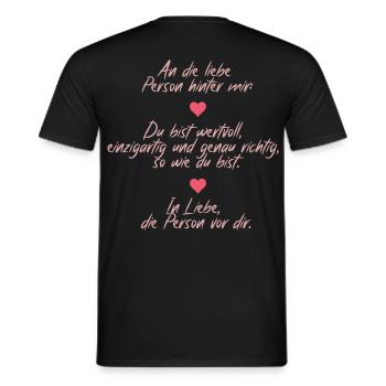 Massage positif – À la personne derrière moi - T-shirt homme - noir - Dos - AI Model Male 178 light (178cm)