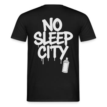 No Sleep City - Street Art, White Spray Can - Men's T-Shirt - black - Back - AI Model Male 178 light (178cm)