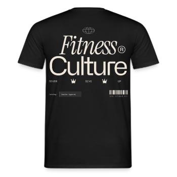 Fitness Culture Never Give Up Typo Streetwear - Männer T-Shirt - Schwarz - Hinten - AI Model Male 178 light (178cm)