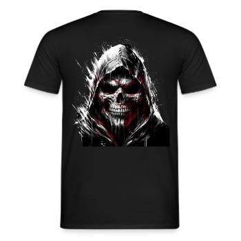 Dark Skull with Hood Gothic Art - Men's T-Shirt - black - Back - AI Model Male 178 light (178cm)