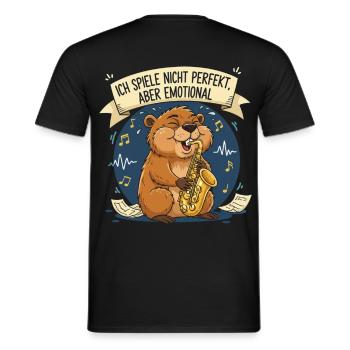 Saxophoniste émotionnel de castor - T-shirt homme - noir - Dos - AI Model Male 178 light (178cm)