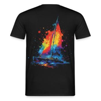 Catamaran - Sailboat Multihull splash art Colorful - Men's T-Shirt - black - Back - AI Model Male 178 light (178cm)