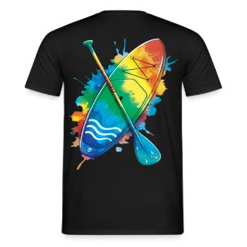 Paddle Board -  Ocean Splash Art sports aquatiques - T-shirt homme - noir - Dos - AI Model Male 178 light (178cm)