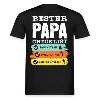 Angler Papa - Bester Papa Checklist - Männer T-Shirt - Schwarz - Hinten - AI Model Male 178 light (178cm)
