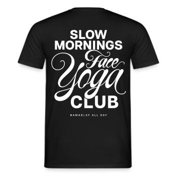 Slow Mornings Face Yoga Club - Men's T-Shirt - black - Back - AI Model Male 178 light (178cm)