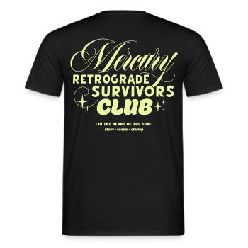 Club des survivants de Mercure rétrograde - T-shirt homme - noir - Dos - AI Model Male 178 light (178cm)
