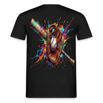 Ball- und Schlägerhandschuh mehrfarbig - Männer T-Shirt - Schwarz - Hinten - AI Model Male 178 light (178cm)