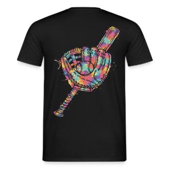 Gant Balle et Batte de Baseball Multicolore   - T-shirt homme - noir - Dos - AI Model Male 178 light (178cm)
