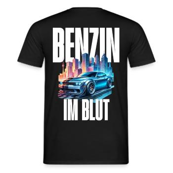 Benzin im Blut Neon - Männer T-Shirt - Schwarz - Hinten - AI Model Male 178 light (178cm)