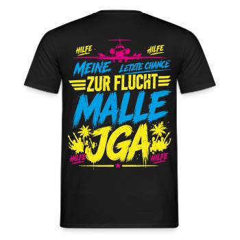 Malle 2026 JGA Meine letzte Chance zur Flucht - Männer T-Shirt - Schwarz - Hinten - AI Model Male 178 light (178cm)
