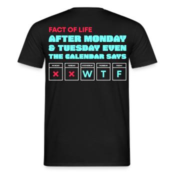 Calendar Says WTF - Men's T-Shirt - black - Back - AI Model Male 178 light (178cm)