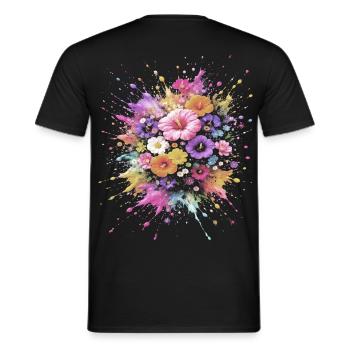Bouquet de Fleurs Multicolore Splash Art - T-shirt homme - noir - Dos - AI Model Male 178 light (178cm)