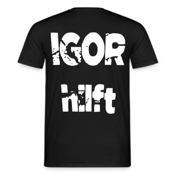 Igor helps - Men's T-Shirt - black - Back - AI Model Male 178 light (178cm)