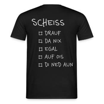 Scheiß... – Lustiges Dialekt Typografie Design - Männer T-Shirt - Schwarz - Hinten - AI Model Male 178 light (178cm)