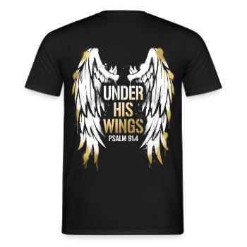 Sous ses ailes - Psaume 91:4 - Art streetwear - T-shirt homme - noir - Dos - AI Model Male 178 light (178cm)