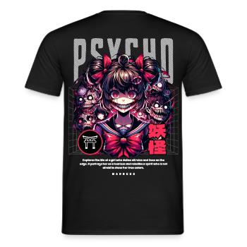 Psycho Madness : Fille de l’Horreur d’Anime - T-shirt homme - noir - Dos - AI Model Male 178 light (178cm)