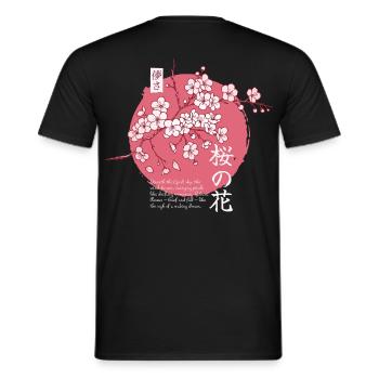 Ephemeral Blossom: Japanese Sakura - Männer T-Shirt - Schwarz - Hinten - AI Model Male 178 light (178cm)