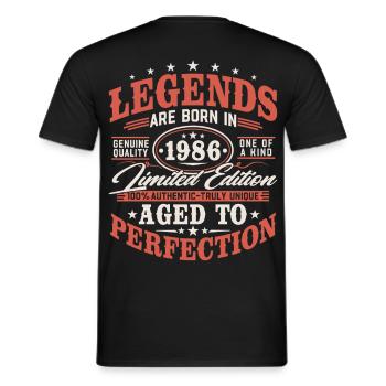 Cadeau d’anniversaire vintage vintage rétro 1986 - T-shirt homme - noir - Dos - AI Model Male 178 light (178cm)
