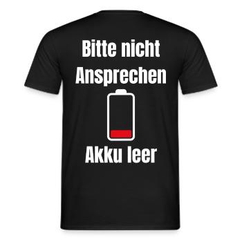 Akku Leer – Bitte Nicht Ansprechen - Männer T-Shirt - Schwarz - Hinten - AI Model Male 178 light (178cm)