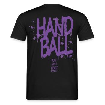 Handball Graffiti with Heart - Men's T-Shirt - black - Back - AI Model Male 178 light (178cm)