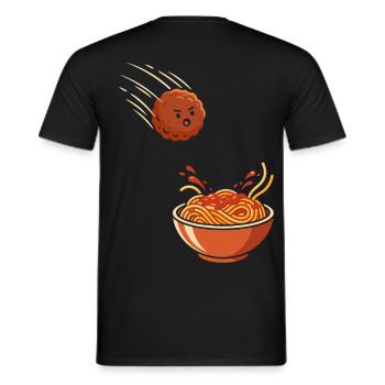 Fearless Meatball vs. Spaghetti - Männer T-Shirt - Schwarz - Hinten - AI Model Male 178 light (178cm)
