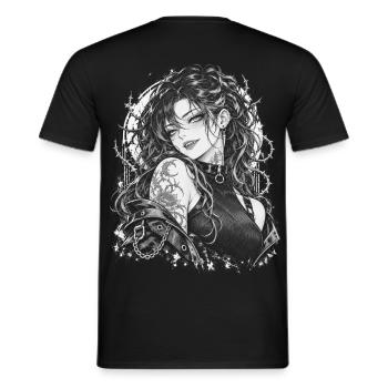 Gothic Anime Vampir – Monochromer Dornen-Halo - Männer T-Shirt - Schwarz - Hinten - AI Model Male 178 light (178cm)