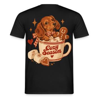 Cozy Season Dachshund - Männer T-Shirt - Schwarz - Hinten - AI Model Male 178 light (178cm)