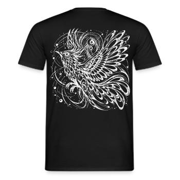 Mystischer Phönix Lineart – Kosmischer Vogel  - Männer T-Shirt - Schwarz - Hinten - AI Model Male 178 light (178cm)