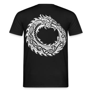 Ouroboros-Drache mit ornamentalem Knotenwerk - Männer T-Shirt - Schwarz - Hinten - AI Model Male 178 light (178cm)