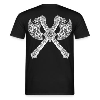 Gekreuzte Wikingeräxte mit Drachendetails - Männer T-Shirt - Schwarz - Hinten - AI Model Male 178 light (178cm)
