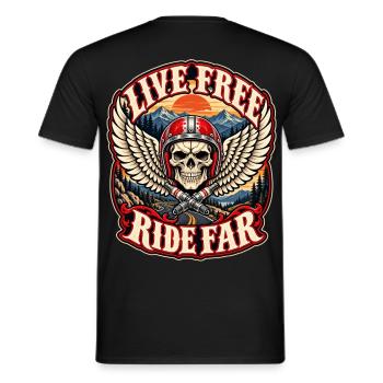 Biker leben frei mit Far Skull Wings im Freien - Männer T-Shirt - Schwarz - Hinten - AI Model Male 178 light (178cm)