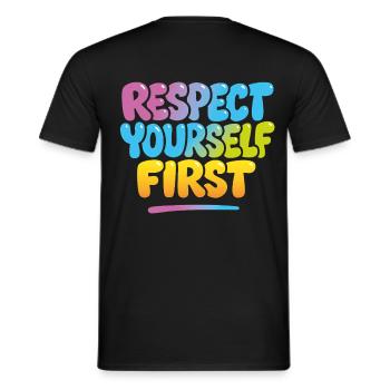 respect yourself first Mental Health & Wellness - Men's T-Shirt - black - Back - AI Model Male 178 light (178cm)