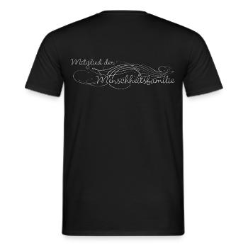 member of the human family decorated - Men's T-Shirt - black - Back - AI Model Male 178 light (178cm)