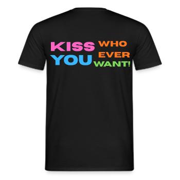 Pride / CSD / LGBTQ+ Design "Kiss" - Men's T-Shirt - black - Back - AI Model Male 178 light (178cm)