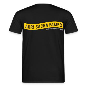 Auri sacra fames (lateinisch) >Vectorgraphic - Männer T-Shirt - Schwarz - Hinten - AI Model Male 178 light (178cm)
